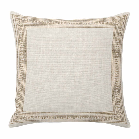 Beige Geometric Pillow Covers 18x18 Inch, Brown Greek Key Design Burlap Modern Art Linen Pillowcase with Invisible Zipper, Decorative Throw Pillow Covers Cushion Case for Couch Sofa Bed Living Room