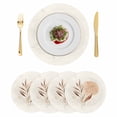 thumbnail image 1 of Beige Geometric Round 13 Inch Placemats Set of 4, Modern Abstract Art Botanical HeatResistant Non Slip Place Mats for Dining Table, Wipeable Braided Kitchen Table Mats for Housewarming, 1 of 9