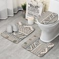 thumbnail image 1 of Beige Geometric Stripe Diamond Pattern Bathroom Rugs Sets 3 Piece,Toilet Cover Set,Absorbent Non Slip Bathroom Mats Sets with U-Shaped Contour Rug Toilet Rug Set, 1 of 5