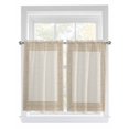 thumbnail image 1 of Beige Geometric Tier Curtains 45 Inches Long, Brown Greek Key Design Burlap Modern Art Window Treatment Curtain Drapes, Window Half Privacy Curtains for Bedroom Bathroom, 42"x45", 2 Panels, 1 of 7