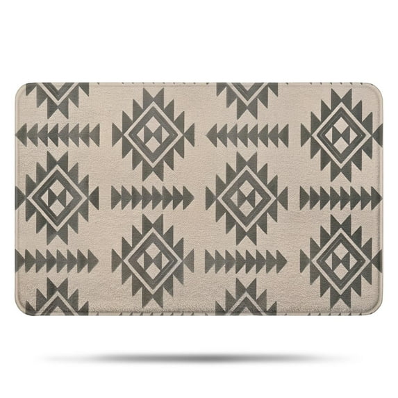 Beige Geometric Triangle Diamond Pattern Bathroom Rugs Mat,Non Slip Microfiber Bathroom Rug,Rubber Backing,Soft Bathroom Mats for Bathroom Floor,Tub and Shower,17x27in(43x68cm)