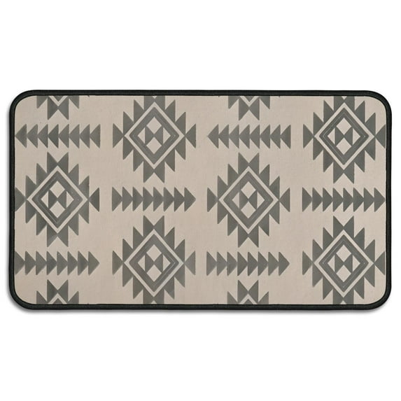 Beige Geometric Triangle Diamond Pattern Door Rugs,Washable Non Slip Door Mats Indoor,Decorative Door Mats,Entry Mat Indoor for Entrance,Bedroom,Kitchen,Bathroom,30"x17"
