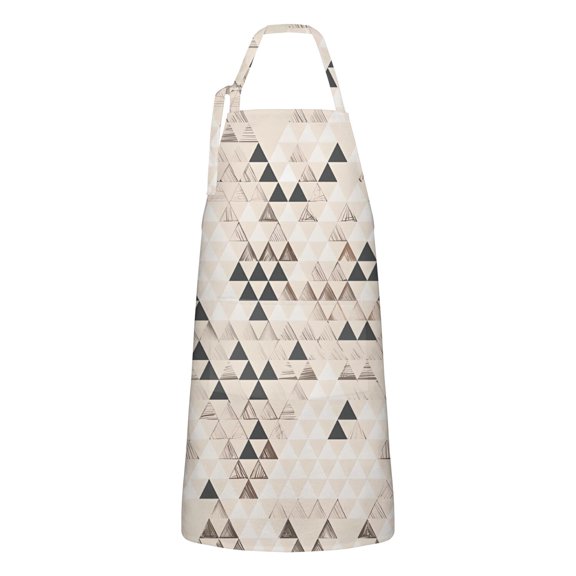 Beige Geometric Triangle Pattern Apron-Garden Aprons for Women with Pockets-Cotton Linen Waterproof Kitchen Cooking Gardening Aprons Adjustable for Kitchen,Cooking,BBQ and Salon 33x27 Inch