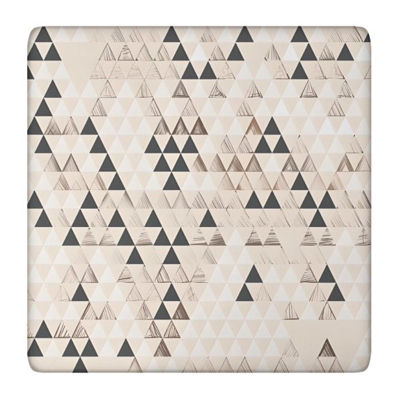 Beige Geometric Triangle Pattern Square Fitted Tablecloth with Elastic Edge,Square Table Cover,Washable Elastic Table Cover for Home Kitchen Party Decor 36"x36"