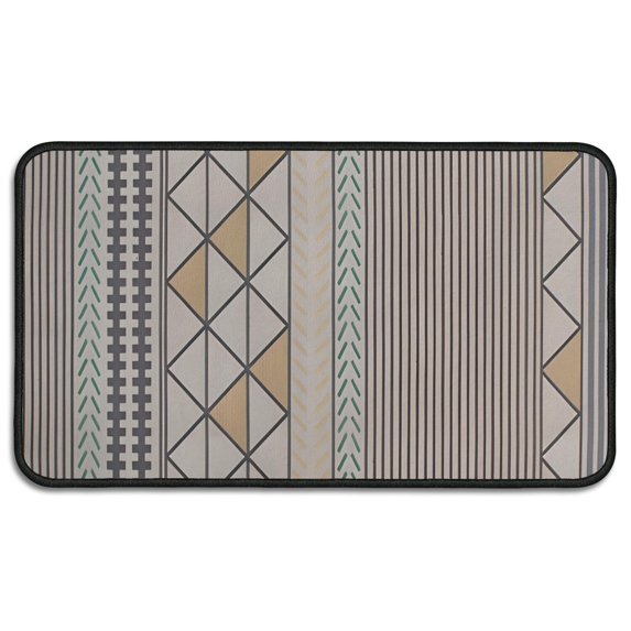 Beige Geometric Triangle Stripe Pattern Door Rugs,Washable Non Slip Door Mats Indoor,Decorative Door Mats,Entry Mat Indoor for Entrance,Bedroom,Kitchen,Bathroom,30"x17"