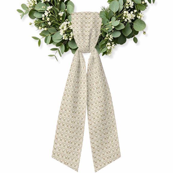 Beige Geometric Wreath Sash for Front Door, Simplistic Chic Rustic Hexagon Pattern Wreath Bow Holiday Garland Ribbon Wreath Accessories for Home Yard Porch Doorway Fall Christmas Decorations Gifts