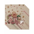 thumbnail image 1 of Beige Gingerbread Christmas Cloth Napkins Set of 6 Reusable Dinner Napkins, Xmas Tree Gift House Star Cocktail Napkin Washable Table Napkins for Wedding/Holiday Party/Baby Shower 20"x20", 1 of 7