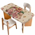 thumbnail image 1 of Beige Gingerbread Christmas Table Cloths for 3 Foot Rectangle Tables, Xmas Tree Gift House Star Patio Waterproof Elastic Fitted Tablecloths, Washable Rectangular Table Cover for Camping, 1 of 8