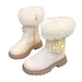 thumbnail image 1 of Beige Girls Comfortable Boots With Artificial Leather Build, Soft Lining For Daily Wear, Winter Design, With Plush Fit And Durable Sole For School Use, 1 of 4