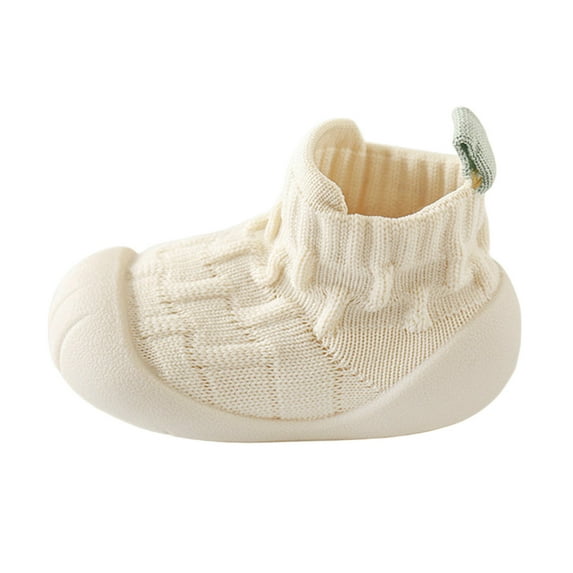 Beige Girls Soft Sole Walking Shoes For Infants Non-Skid Soles Solid Color For Newborns Comfortable First Walk