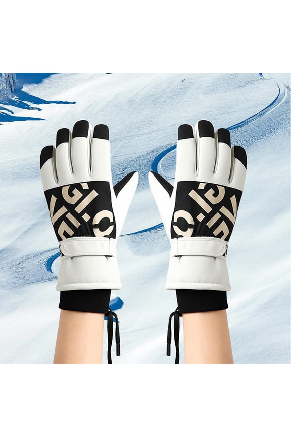 Beige Gloves Mittens Ladies' Winter Outdoor Cycling Skiing Gloves for Warmth Touchscreen Anti Windproof And