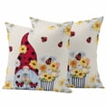 thumbnail image 1 of Beige Gnomes Daisy Outdoor Waterproof Pillow Covers, Pastoral Country Garden Floral Decorative Square Throw Pillowcase Sofa Cushion Sham for Patio/Couch/Chair, 16"x16" 2 Pack, 1 of 8