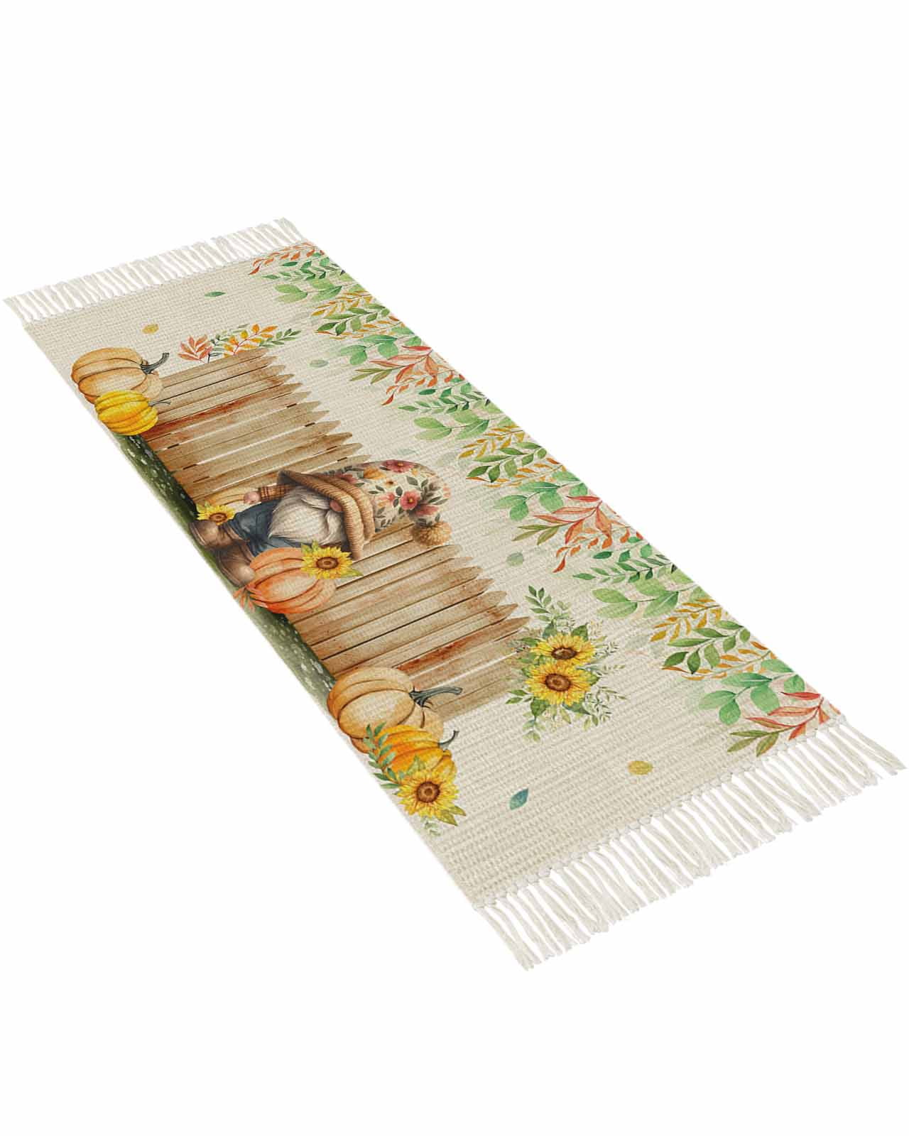 Beige Gnomes Pumpkin Rugs for Entryway 2'x5', Laundry Room Rug Washable ...