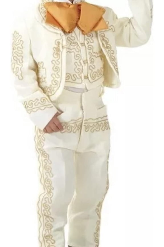Beige Gold Mariachi Suit Set Mexico Folklorico X-Large