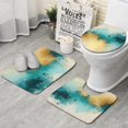 thumbnail image 1 of Beige Gold Teal Splash Pattern Bathroom Rugs Sets 3 Piece,Toilet Cover Set,Absorbent Non Slip Bathroom Mats Sets with U-Shaped Contour Rug Toilet Rug Set, 1 of 5