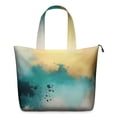 thumbnail image 1 of Beige Gold Teal Splash Pattern Travel Tote Bags for Women Carry On,Large Weekender Bags for Women Travel,Multi Functional Duffle Bag for Work,Shopping,Sports, 1 of 5