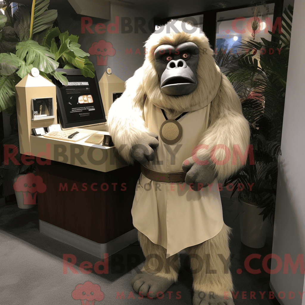 Beige Gorilla REDBROKOLY mascot costume character dressed with a Empire ...