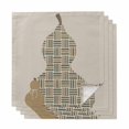thumbnail image 1 of Beige Gourd Cloth Napkins, Modern Abstract Art Geometric Washable and Reusable Dinner Napkins Set of 4, Table Napkin for Kitchen Party Birthday Wedding Hotel Housewarming 20"x20", 1 of 9