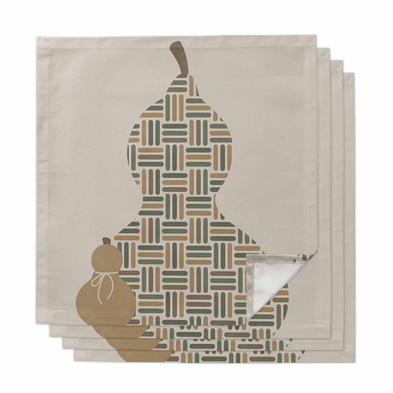 Beige Gourd Cloth Napkins, Modern Abstract Art Geometric Washable and Reusable Dinner Napkins Set of 4, Table Napkin for Kitchen Party Birthday Wedding Hotel Housewarming 20"x20"