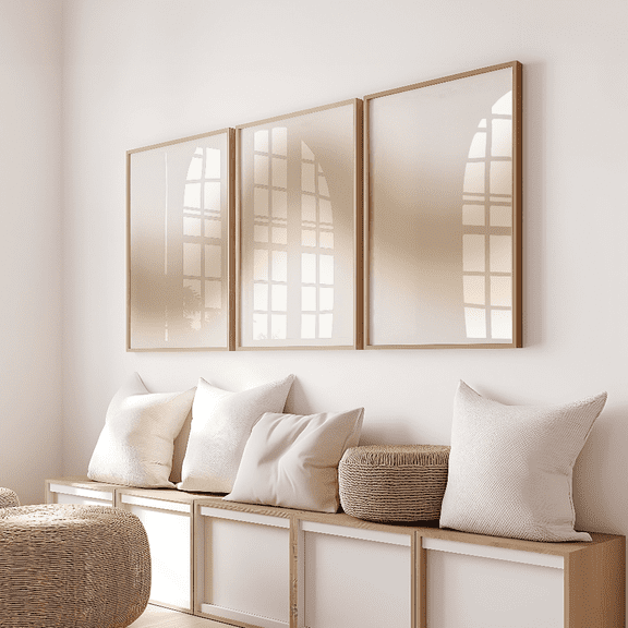 Beige Gradient Boho Eclectic Dorm Nursery Poster Prints , Poster Only