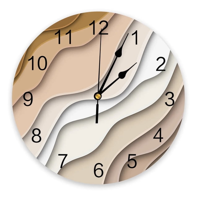 Beige Gradient Geometric Abstract Bedroom Wall Clock Large Modern