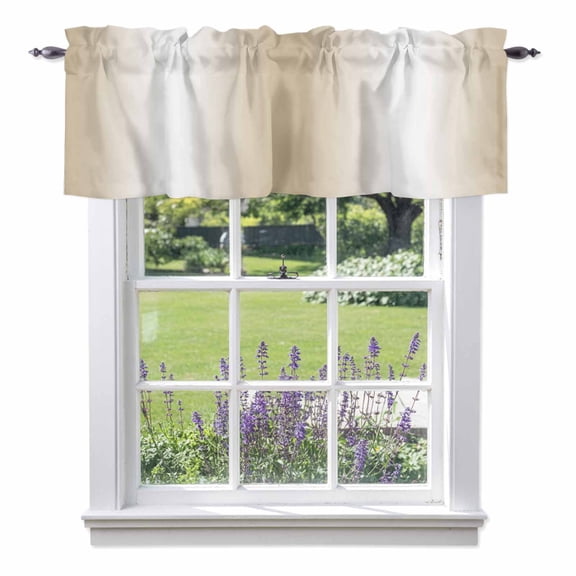 Beige Gradient Kitchen Valances, Countryside Farmhouse Abstract Rod Pocket Window Valance 18 Inch Long,&nbsp;Window Curtain Panels for Living Room Bedroom Laundry, 54x18in