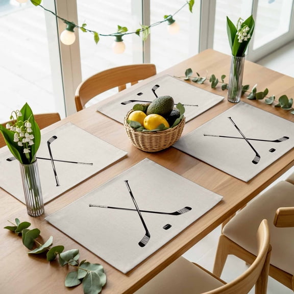 Beige Gradient Minimalist Placemats Set of 4,Wipeable Washable Table Mats for Dining Tables, Golf Clubs Funny Sport Place Mats for Kitchen Event Party Tabletop Decor