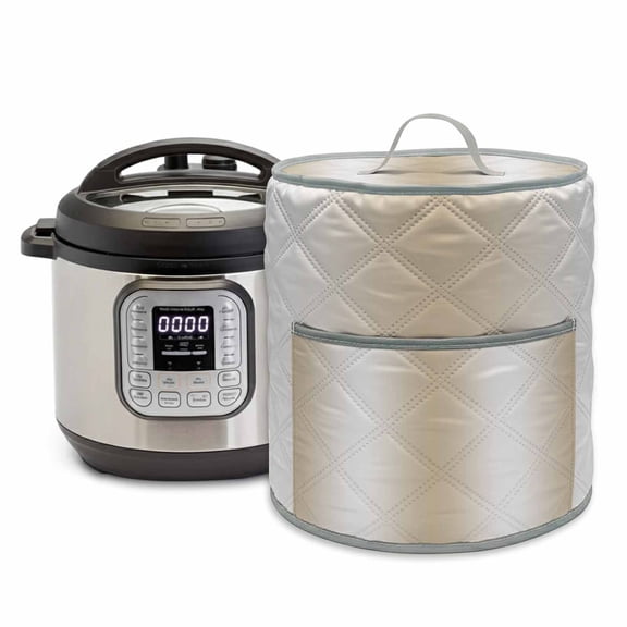 Beige Gradient Pressure Cooker Cover Countryside Farmhouse Abstract Dust Cover for Kitchen Appliances with Top Handle & Storage Pockets, Fits 6 Quart Instant Pot, Air Fryer, Crock Pot