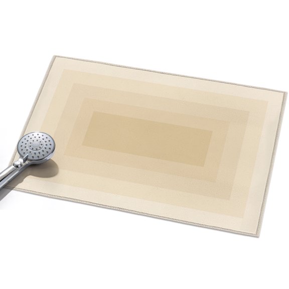 Beige Gradient Squares Area Rug, Softness Layers Zen Geometric Non-Slip Felt Rubber Backing Rectangle Indoor Carpet Washable Rugs for Living Room Bedroom 2x3ft