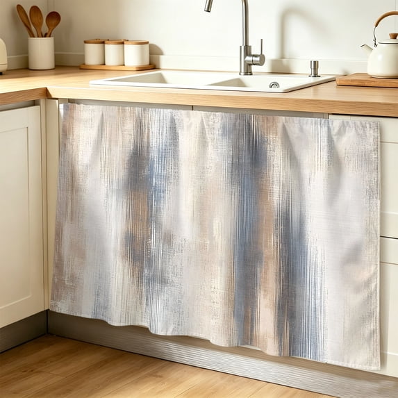 Beige Gray Cabinet Curtain 32"Wx55"L, Dustproof Pantry Door Curtain with Self Adhesive Tape, Abstract Grunge Mottled Neutral Texture Tall Storage Cover Privacy Drape for Bathroom Kitchen Laundry Room