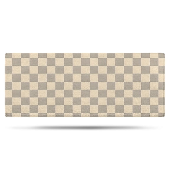 Beige Gray Checkerboard Checkered Pattern Bathroom Rugs Mat,Non Slip Microfiber Bathroom Rug,Rubber Backing,Soft Bathroom Mats for Bathroom Floor,Tub and Shower,60x24in(150x60cm)
