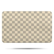 Beige Gray Checkerboard Checkered Pattern Bathroom Rugs Mat,Non Slip Microfiber Bathroom Rug,Rubber Backing,Soft Bathroom Mats for Bathroom Floor,Tub and Shower,17x27in(43x68cm)