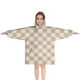 thumbnail image 1 of Beige Gray Checkerboard Checkered Pattern Blanket Hoodies for Kids 6-13YR Oversize Wearable Blanket Hoodies for Boys Girls Teens, 1 of 7