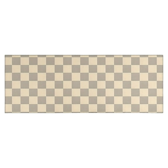 Beige Gray Checkerboard Checkered Pattern Kitchen Rug Mat,Kitchen Runner Rugs Non Skid Washable,Decorative Kitchen Floor Mats for Kitchen,Sink,Laundry,17"X47"