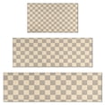 thumbnail image 1 of Beige Gray Checkerboard Checkered Pattern Kitchen Rugs Sets Of 3,Kitchen Runner Rugs Non Skid Washable,Decorative Kitchen Floor Mats for Kitchen,Sink,Laundry,17"x30"+ 17"x47" + 17"x59", 1 of 6