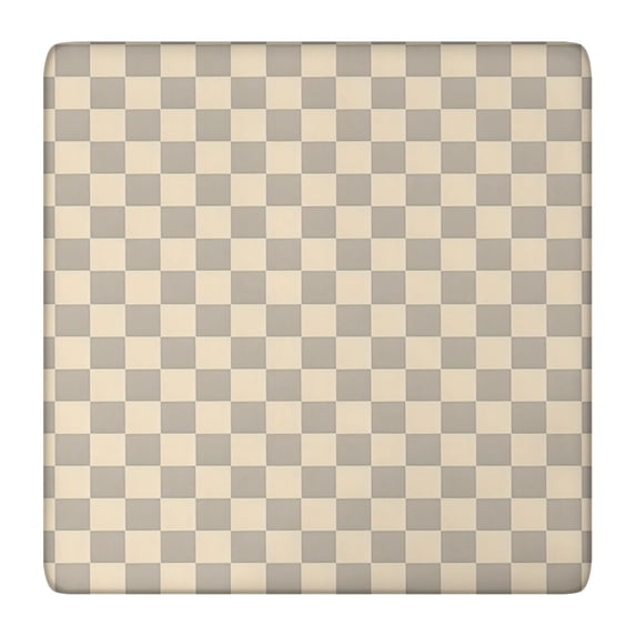 Beige Gray Checkerboard Checkered Pattern Square Fitted Tablecloth with Elastic Edge,Square Table Cover,Washable Elastic Table Cover for Home Kitchen Party Decor 36"x36"