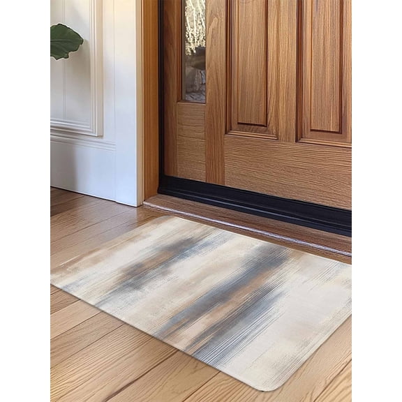 Beige Gray Door Mat Indoor Outdoor Entrance, Non Slip Small Rug for Kitchen Bathroom Entryway Rug, Abstract Grunge Mottled Neutral Texture Washable Doormat Floor Mat 18x30 Inch