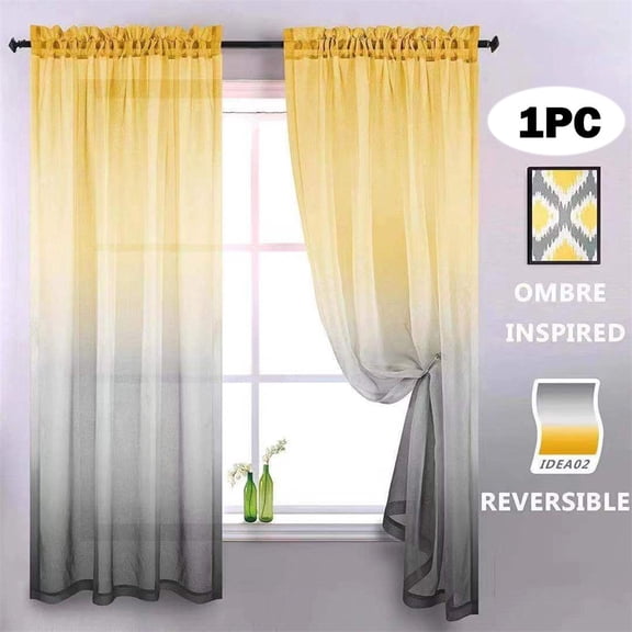 Beige-Gray Gradient Tulle Curtain – 1x2m Sheer Window Screen – Rod Threading Door Drape – Parfect for July 4th & Modern Home Decor