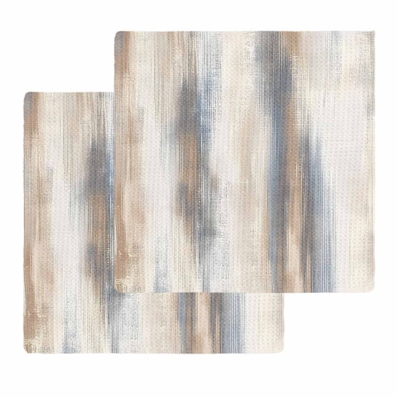 Beige Gray Kitchen Dish Towels for Drying Dishes Set of 2, Abstract Grunge Mottled Neutral Texture Waffle Weave Microfiber Hand Tea Bathroom Towels Quick Dry & Absorbent Towel 12x12