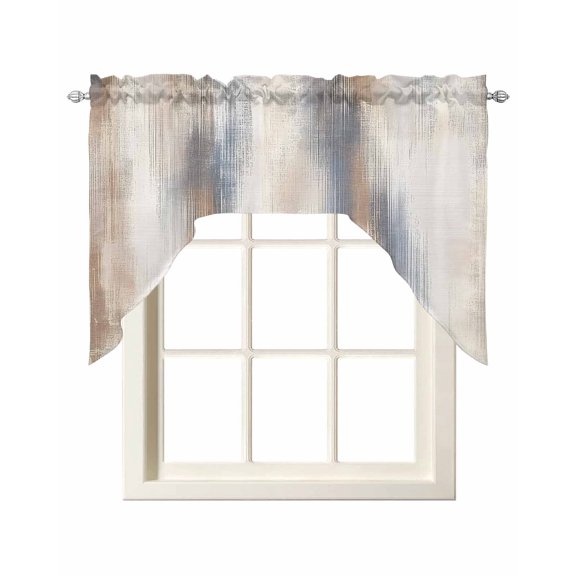 Beige Gray Kitchen Swag Valances for Windows, Abstract Grunge Mottled Neutral Texture Swag Valances Curtains for Living Room, Rod Pocket Window Treatments for Bathroom, Bedroom, Cafe, 56"x36"
