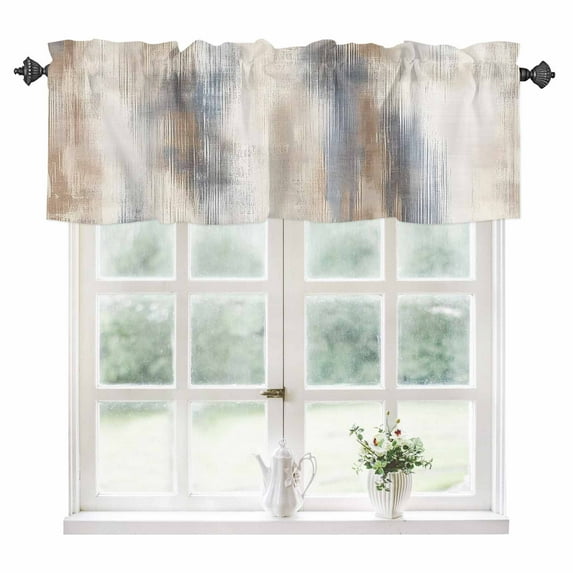 Beige Gray Kitchen Valances for Windows 42x18 Inch Kitchen Curtains Valances Rod Pocket Abstract Grunge Mottled Neutral Texture Bathroom Window Valances for Window Treatment Decor