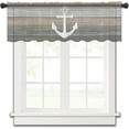 thumbnail image 1 of Beige Gray Ombre Wood Sheer Valance, 54"x18" Light Filtering Kitchen Curtain Valances, Beach Nautical Anchor Ocean Coastal Chiffon Rod Pocket Living Room/Bedroom/Cafe Curtains, 1 of 6
