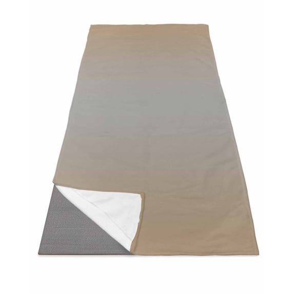 Beige Gray Ombre Yoga Towel for Hot Yoga Non Slip, Modern Gradient Abstract Art Yoga Mat Towel Absorbent Yoga Sweat Towels Microfiber Hot Yoga Blanket for Bikram Pilates 26"x74"