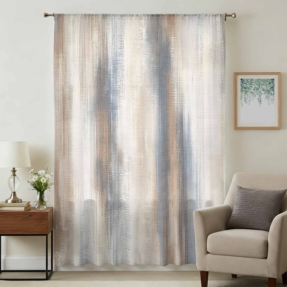 Beige Gray Sheer Curtains 54 Inches Long, Abstract Grunge Mottled Neutral Texture Light Filering Curtains, Breathable Simi Curtain Privacy Drapes for Kitchen Bathroom Small Window Treatment