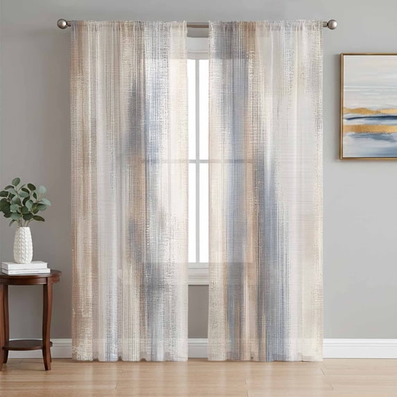 Beige Gray Sheer Curtains 63 Inch Length 2 Panels Set, Abstract Grunge Mottled Neutral Texture Voile Window Treatment Rod Pocket Curtains Sheers Drapes for Bedroom/Living Room/Kitchen 52x"63"x2