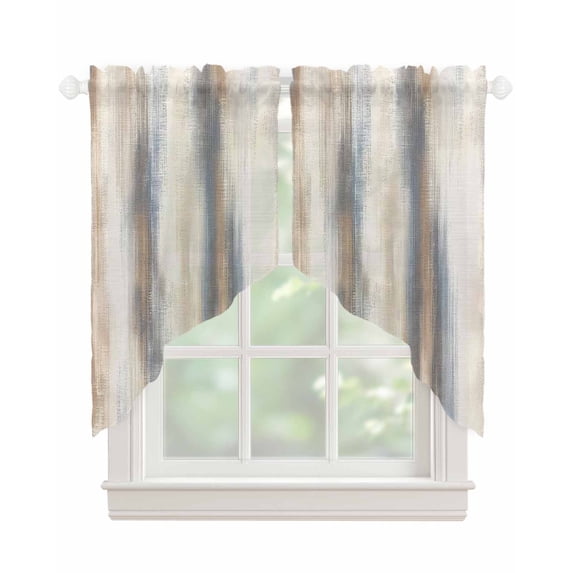 Beige Gray Swag Valances for Windows, Abstract Grunge Mottled Neutral Texture Rod Pocket Sheer Valances for Large Windows, Swag Toppers Light Filtering for Kitchen Living Room 2 Panels 36''x45''