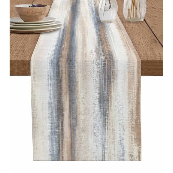 Beige Gray Table Runner 60 Inches, Abstract Grunge Mottled Neutral Texture Bed Runner Dresser Scarves Tabletop for Indoor Outdoor Parties/Ceremony/Banquet, 13" x 60"