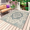 thumbnail image 1 of Beige Green Boho Outdoor Rug 5x7 Ft, Non Slip Washable Area Rug, Medieval Vintage Ethnic Floral Abstract Patio Rugs Carpet Runner, Large Floor Mat for Indoor/Outdoor Deck Porch Camping, 1 of 8