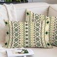 thumbnail image 1 of Beige Green Boho Pillow Protectors with Zipper Standard Size, Vintage Ethnic Tribe Abstract Art Soft Brushed Microfiber Breathable Throw Pillow Covers, Pillowcase for Couch Sofa Bedroom 20"x26", 1 of 9