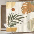 thumbnail image 1 of Beige Green Boho Shower Curtain Mid Century Plant Tropical Palm Leaf Modern Minimalist Bathroom Arch Geometric 72Wx72L Inches Bath Accessories Art Home Decor Fabric 12 Pack Hook, 1 of 6